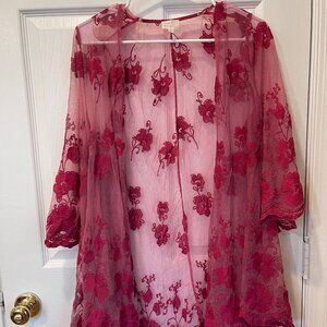 Sheer Floral Embroidered Kimono/Cardigan